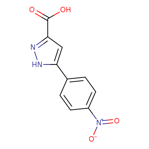 [O-][N+](=O)c1ccc(cc1)c1[nH]nc(c1)C(=O)O