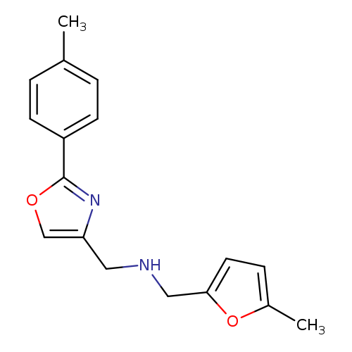 Cc1ccc(cc1)c1occ(n1)CNCc1ccc(o1)C