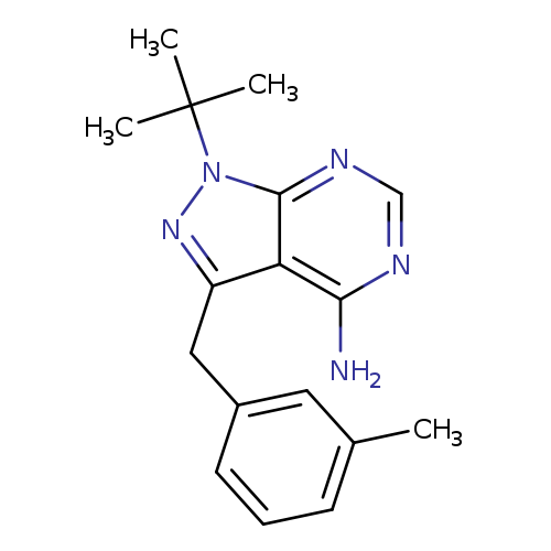 Cc1cccc(c1)Cc1nn(c2c1c(N)ncn2)C(C)(C)C