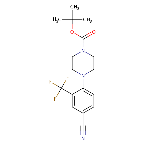 N#Cc1ccc(c(c1)C(F)(F)F)N1CCN(CC1)C(=O)OC(C)(C)C