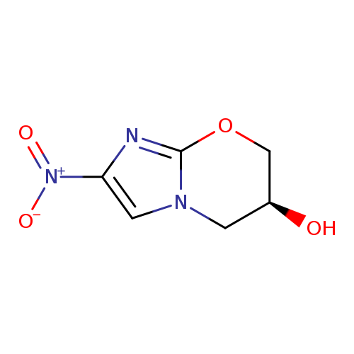 [O-][N+](=O)c1cn2c(n1)OC[C@H](C2)O