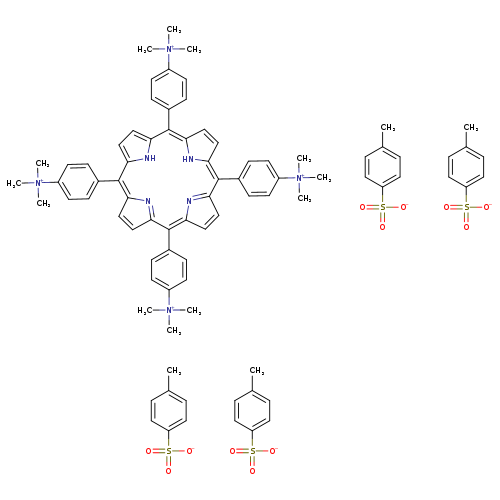 C[N+](c1ccc(cc1)C1=C2C=CC(=N2)C(=c2ccc(=C(c3[nH]c(C(=C4N=C1C=C4)c1ccc(cc1)[N+](C)(C)C)cc3)c1ccc(cc1)[N+](C)(C)C)[nH]2)c1ccc(cc1)[N+](C)(C)C)(C)C.Cc1ccc(cc1)S(=O)(=O)[O-].Cc1ccc(cc1)S(=O)(=O)[O-].Cc1ccc(cc1)S(=O)(=O)[O-].Cc1ccc(cc1)S(=O)(=O)[O-]