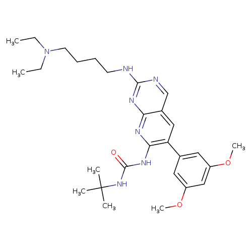 CCN(CCCCNc1ncc2c(n1)nc(c(c2)c1cc(OC)cc(c1)OC)NC(=O)NC(C)(C)C)CC