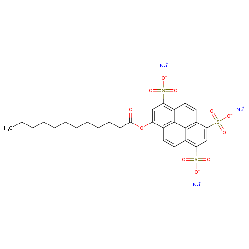 CCCCCCCCCCCC(=O)Oc1cc(c2c3c1ccc1c3c(cc2)c(cc1S(=O)(=O)[O-])S(=O)(=O)[O-])S(=O)(=O)[O-].[Na+].[Na+].[Na+]