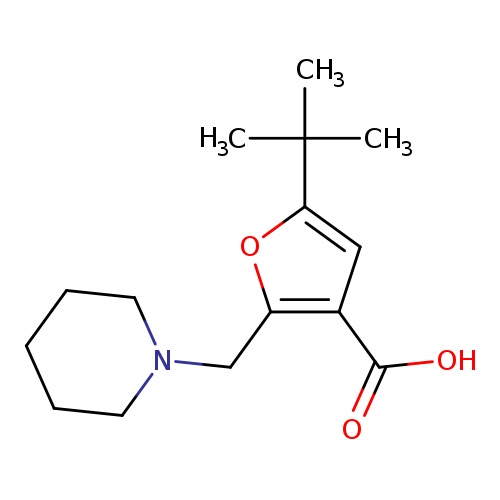 OC(=O)c1cc(oc1CN1CCCCC1)C(C)(C)C