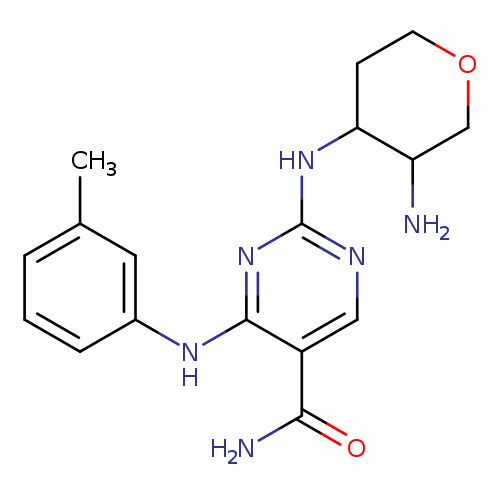 NC1COCCC1Nc1ncc(c(n1)Nc1cccc(c1)C)C(=O)N