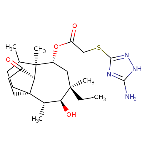 CC[C@]1(C)C[C@@H](OC(=O)CSc2n[nH]c(n2)N)[C@]2(C)C(C)CC[C@]3([C@H]([C@@H]1O)C)[C@H]2C(=O)CC3