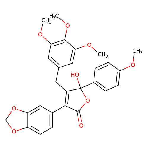 COc1ccc(cc1)C1(O)OC(=O)C(=C1Cc1cc(OC)c(c(c1)OC)OC)c1ccc2c(c1)OCO2