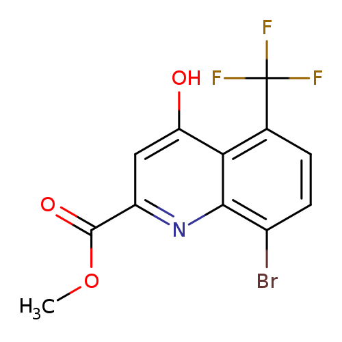 COC(=O)c1cc(O)c2c(n1)c(Br)ccc2C(F)(F)F