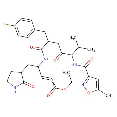 CCOC(=O)C=CC(CC1CCNC1=O)NC(=O)C(Cc1ccc(cc1)F)CC(=O)C(C(C)C)NC(=O)c1noc(c1)C