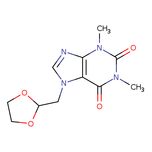 Cn1c(=O)n(C)c2c(c1=O)n(cn2)CC1OCCO1