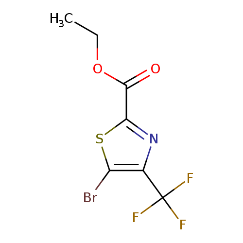 CCOC(=O)c1sc(c(n1)C(F)(F)F)Br