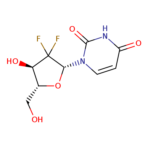 OC[C@H]1O[C@H](C([C@@H]1O)(F)F)n1ccc(=O)[nH]c1=O