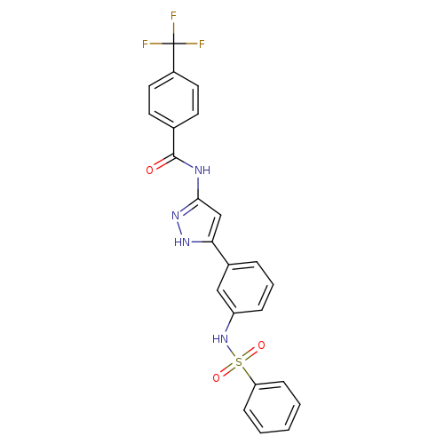 O=C(c1ccc(cc1)C(F)(F)F)Nc1n[nH]c(c1)c1cccc(c1)NS(=O)(=O)c1ccccc1