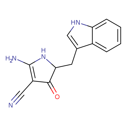 N#CC1=C(N)NC(C1=O)Cc1c[nH]c2c1cccc2