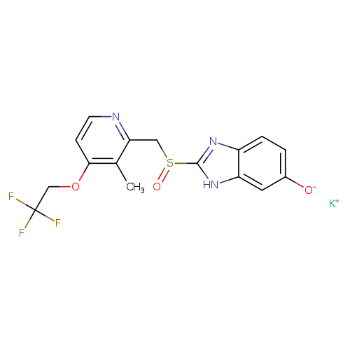 [O-]c1ccc2c(c1)[nH]c(n2)S(=O)Cc1nccc(c1C)OCC(F)(F)F.[K+]