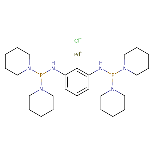 [Pd+]c1c(cccc1NP(N1CCCCC1)N1CCCCC1)NP(N1CCCCC1)N1CCCCC1.[Cl-]