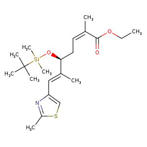 CCOC(=O)/C(=CC[C@@H](/C(=C/c1csc(n1)C)/C)O[Si](C(C)(C)C)(C)C)/C