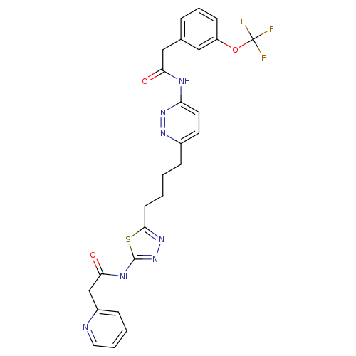 O=C(Nc1ccc(nn1)CCCCc1nnc(s1)NC(=O)Cc1ccccn1)Cc1cccc(c1)OC(F)(F)F