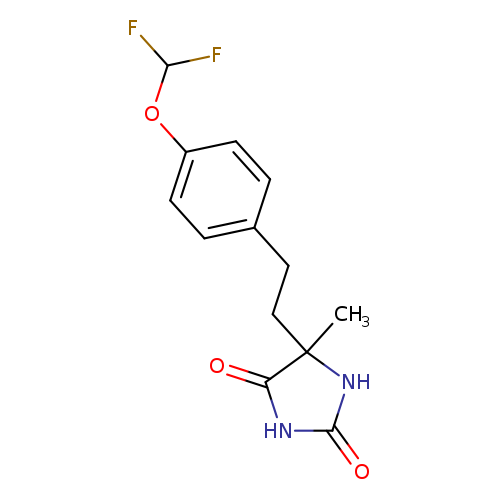 FC(Oc1ccc(cc1)CCC1(C)NC(=O)NC1=O)F