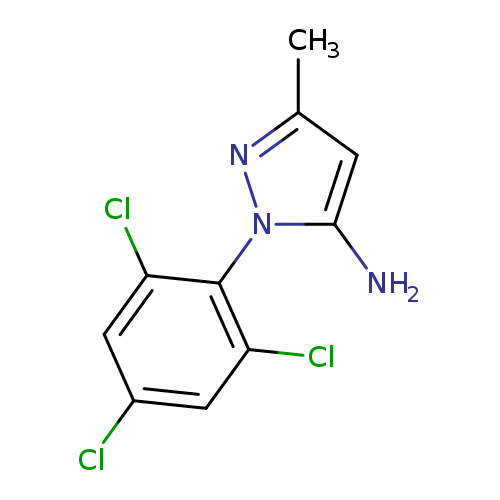 Clc1cc(Cl)c(c(c1)Cl)n1nc(cc1N)C