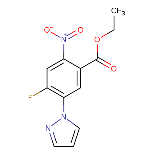 CCOC(=O)c1cc(c(cc1[N+](=O)[O-])F)n1cccn1