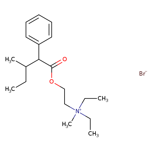CCC(C(c1ccccc1)C(=O)OCC[N+](CC)(CC)C)C.[Br-]