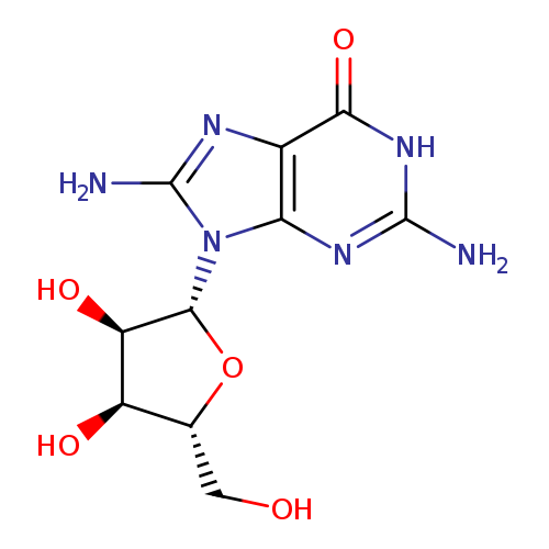 OC[C@H]1O[C@H]([C@@H]([C@@H]1O)O)n1c(N)nc2c1nc(N)[nH]c2=O