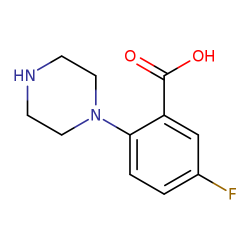 Fc1ccc(c(c1)C(=O)O)N1CCNCC1