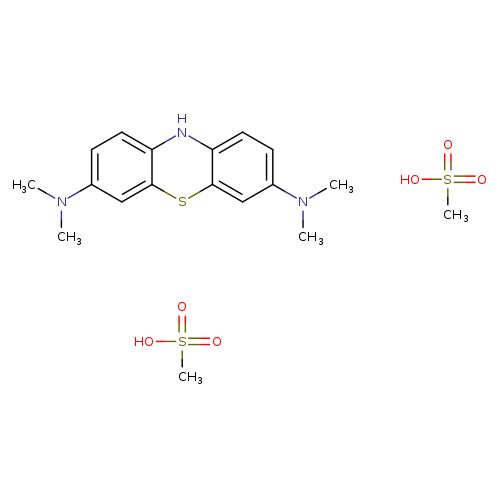 CS(=O)(=O)O.CS(=O)(=O)O.CN(c1ccc2c(c1)Sc1c(N2)ccc(c1)N(C)C)C