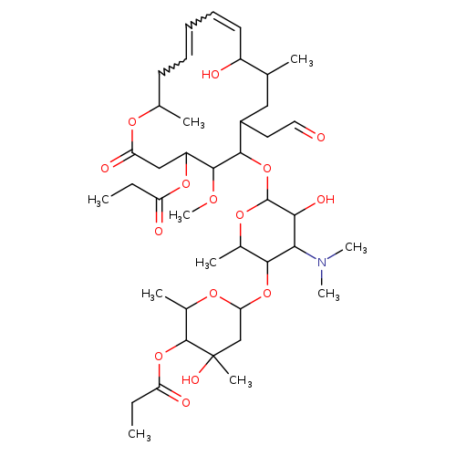 O=CCC1CC(C)C(O)C=CC=CCC(OC(=O)CC(C(C1OC1OC(C)C(C(C1O)N(C)C)OC1OC(C)C(C(C1)(C)O)OC(=O)CC)OC)OC(=O)CC)C