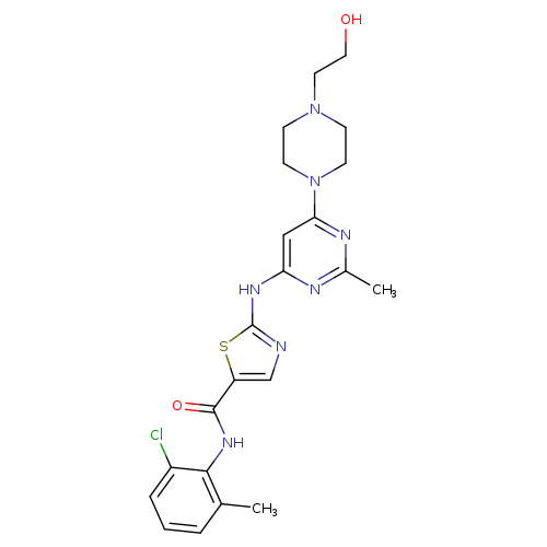 OCCN1CCN(CC1)c1cc(nc(n1)C)Nc1ncc(s1)C(=O)Nc1c(C)cccc1Cl