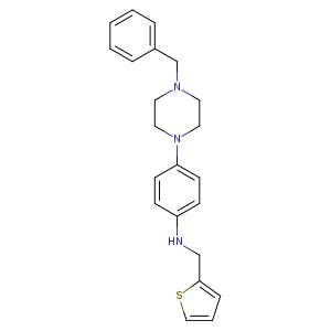c1ccc(cc1)CN1CCN(CC1)c1ccc(cc1)NCc1cccs1