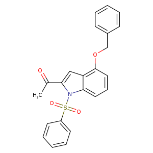 CC(=O)c1cc2c(n1S(=O)(=O)c1ccccc1)cccc2OCc1ccccc1