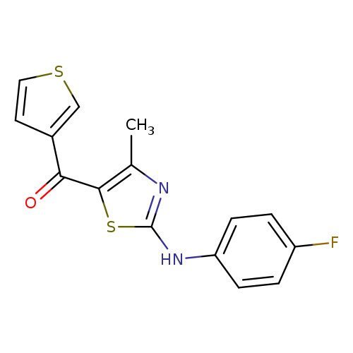Fc1ccc(cc1)Nc1nc(c(s1)C(=O)c1cscc1)C