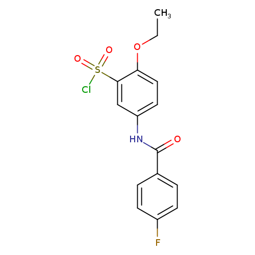 CCOc1ccc(cc1S(=O)(=O)Cl)NC(=O)c1ccc(cc1)F