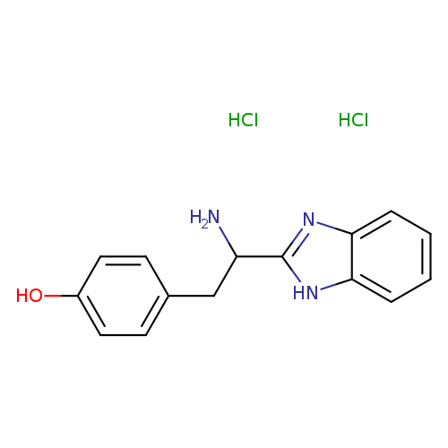 Oc1ccc(cc1)CC(c1nc2c([nH]1)cccc2)N.Cl.Cl