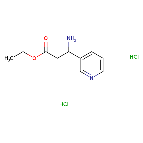 CCOC(=O)CC(c1cccnc1)N.Cl.Cl