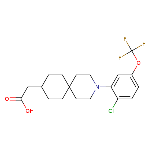 OC(=O)CC1CCC2(CC1)CCN(CC2)c1cc(ccc1Cl)OC(F)(F)F