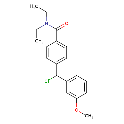 CCN(C(=O)c1ccc(cc1)C(c1cccc(c1)OC)Cl)CC