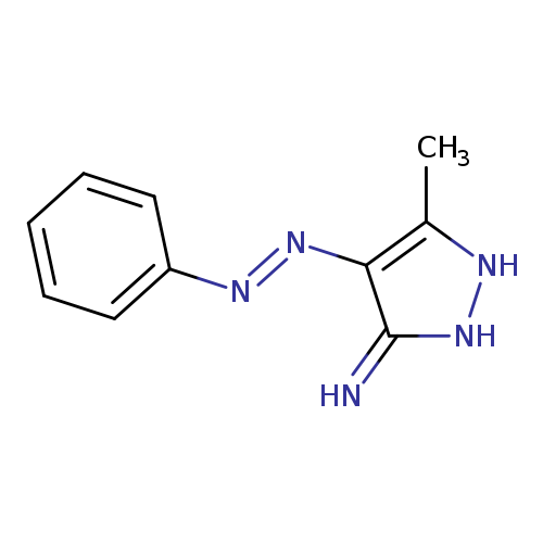 Cc1[nH][nH]c(=N)c1/N=N/c1ccccc1