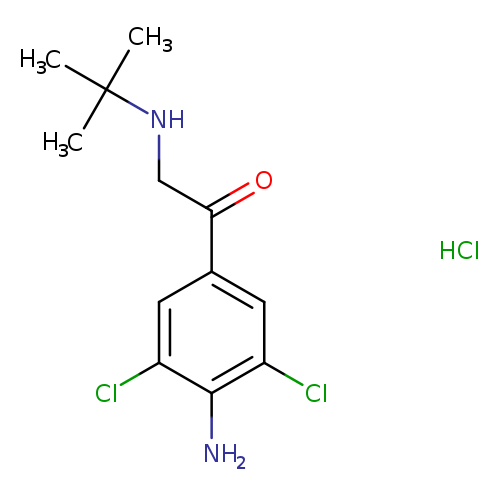 O=C(c1cc(Cl)c(c(c1)Cl)N)CNC(C)(C)C.Cl