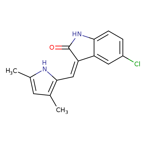 Clc1ccc2c(c1)/C(=C/c1[nH]c(cc1C)C)/C(=O)N2