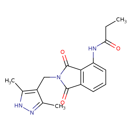 CCC(=O)Nc1cccc2c1C(=O)N(C2=O)Cc1c(C)n[nH]c1C