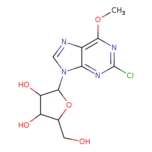 OCC1OC(C(C1O)O)n1cnc2c1nc(Cl)nc2OC