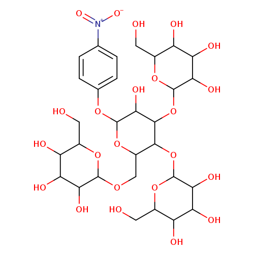 OCC1OC(OC2C(O)C(Oc3ccc(cc3)[N+](=O)[O-])OC(C2OC2OC(CO)C(C(C2O)O)O)COC2OC(CO)C(C(C2O)O)O)C(C(C1O)O)O
