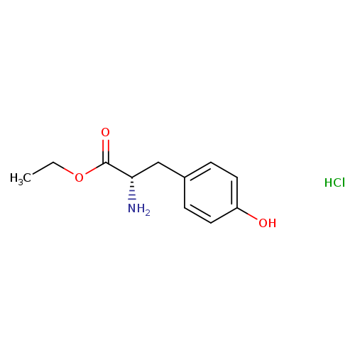 CCOC(=O)[C@H](Cc1ccc(cc1)O)N.Cl