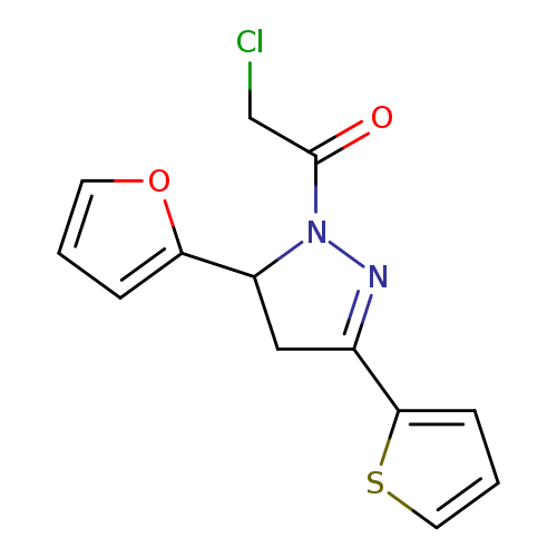 ClCC(=O)N1N=C(CC1c1ccco1)c1cccs1