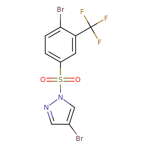 Brc1cnn(c1)S(=O)(=O)c1ccc(c(c1)C(F)(F)F)Br