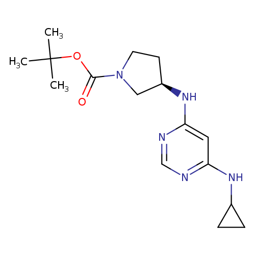 O=C(N1CC[C@H](C1)Nc1ncnc(c1)NC1CC1)OC(C)(C)C